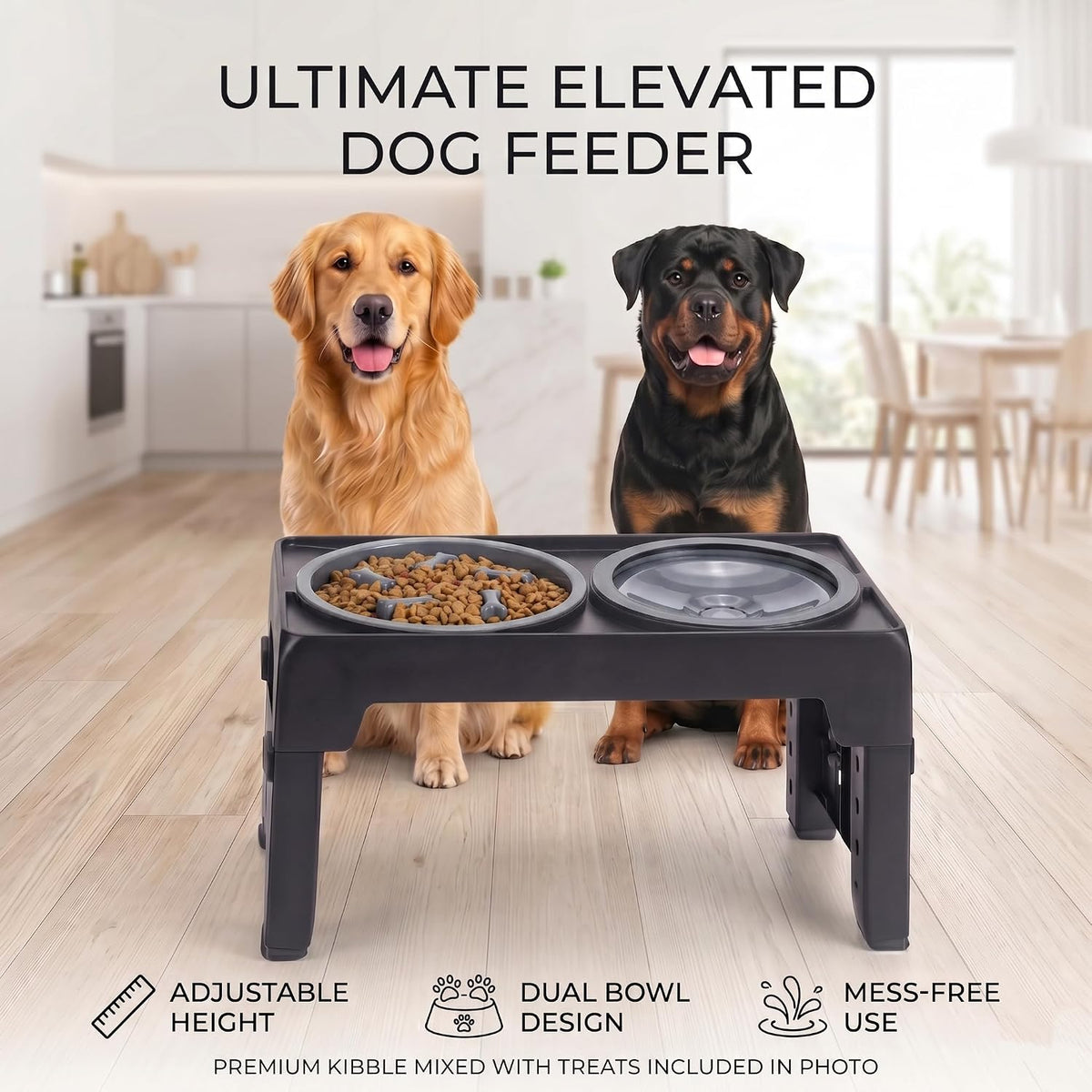 Collapsible Dog Bowls with Raised Adjustable Stand