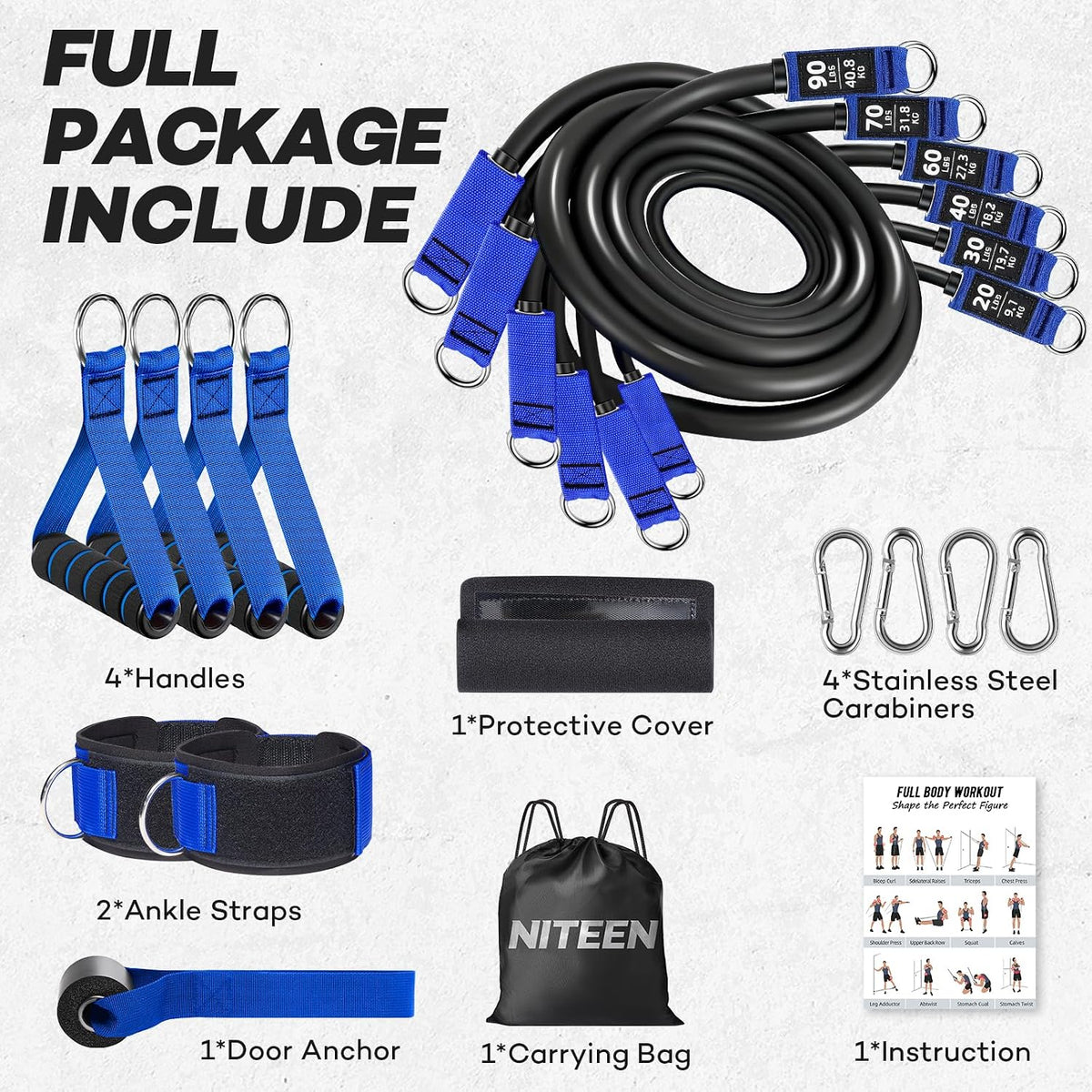 310lbs/390lbs Heavy Resistance Bands with Handles for Working Out